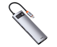 Akcesoria BASEUS Hub 8w1 Metal Gleam USB-C do 3x USB 3.0 + HDMI + USB-C PD + RJ45 + microSD/SD CAHUB-CV0G